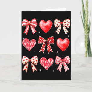 Cute Coquette Bow Hearts Valentine Girly Women Gir Card
