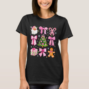 Cute Coquette Bow Nk Christmas Tree Santa Gingerbr T-Shirt