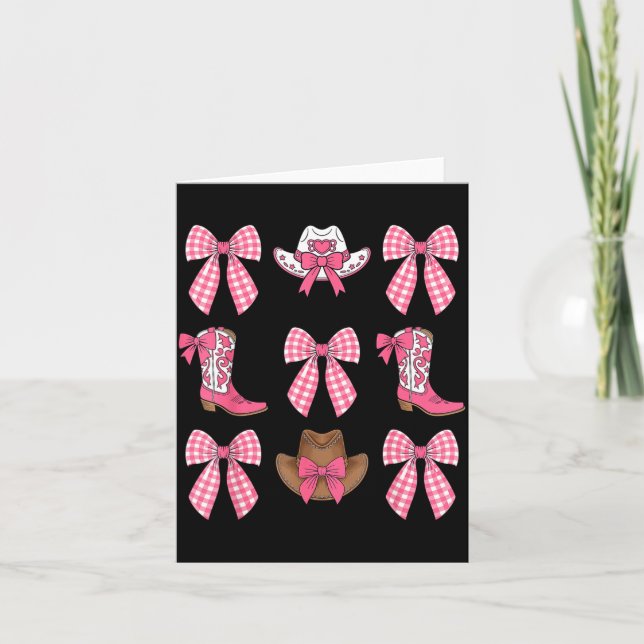 Cute Coquette Bow Nk Cowgirl Boots And Hats Cowgir Card (Front)