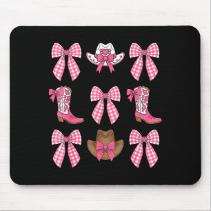 Cute Coquette Bow Nk Cowgirl Boots And Hats Cowgir Mouse Pad