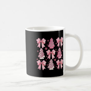 Cute Coquette Bow Pink Christmas Tree Cake Funny X Coffee Mug