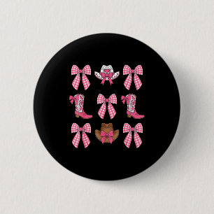 Cute Coquette Bow Pink Cowgirl Boots And Hats Cowg 6 Cm Round Badge