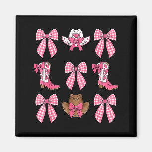 Cute Coquette Bow Pink Cowgirl Boots And Hats Cowg Magnet