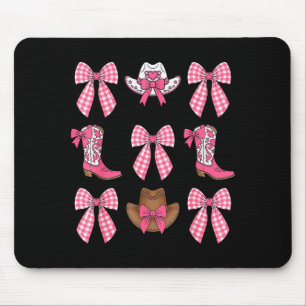 Cute Coquette Bow Pink Cowgirl Boots And Hats Cowg Mouse Pad