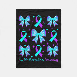 Cute Coquette Bow Prevention Awareness Women Girls Fleece Blanket