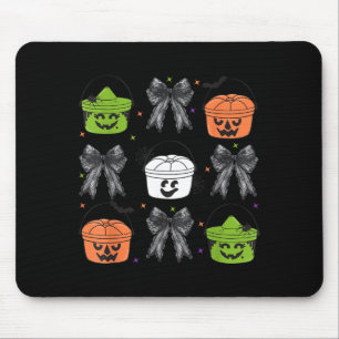 Cute Coquette Bow Pumpkin Boo Scary Halloween Mouse Pad
