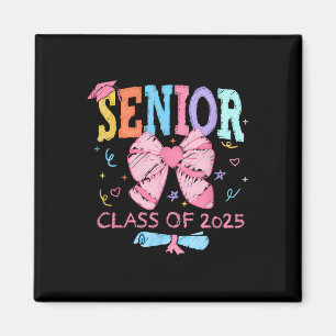 Cute Coquette Bow Senior 2025 Cl Of 2025 Graduatio Magnet