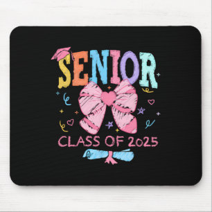 Cute Coquette Bow Senior 2025 Cl Of 2025 Graduatio Mouse Pad