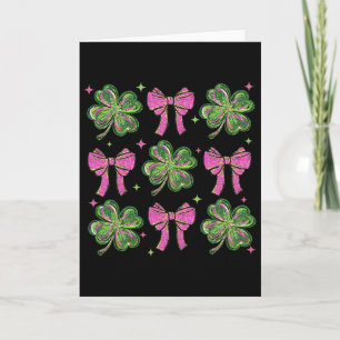 Cute Coquette Bow Shamrock Clover St Patricks Day Card