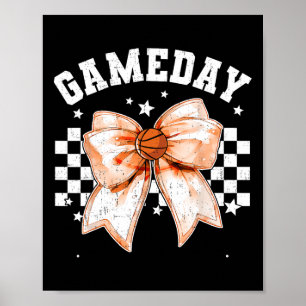Cute Coquette Bow Sketll Retro Game Day Women Girl Poster