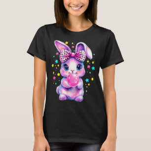 Cute Coquette Bow Tie Dye Rabbit Easter Bunny Girl T-Shirt