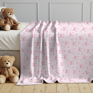 Cute Coquette Bows and Blossoms Fleece Blanket