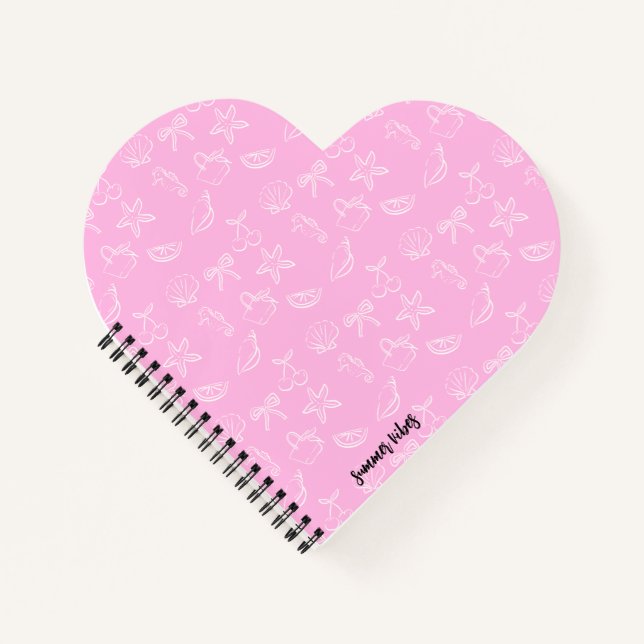 Cute Coquette Bows and Cherries Pattern Notebook (Front)