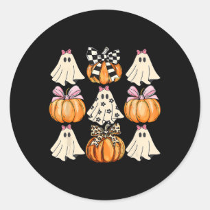 Cute Coquette Bows Ghost Pumpkin Season Halloween  Classic Round Sticker