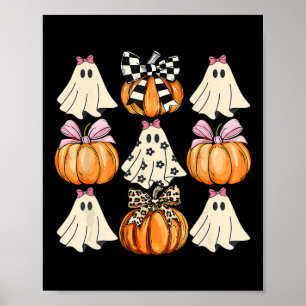 Cute Coquette Bows Ghost Pumpkin Season Halloween  Poster