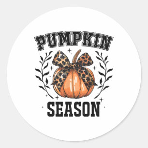 Cute Coquette Bows Pumpkin Season Happy Autumn Fal Classic Round Sticker