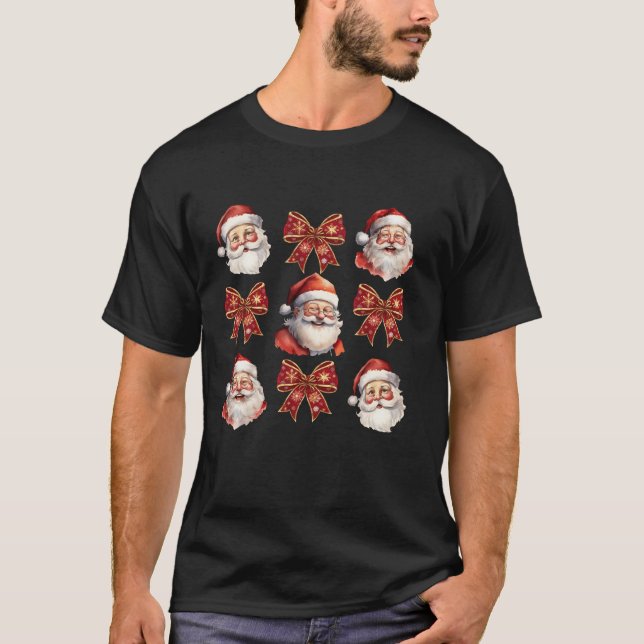 Cute Coquette Bows Santa Claus Christmas Women Gir T-Shirt (Front)