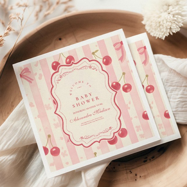 Cute Coquette Cherry on Top Baby Shower Napkin (Creator Uploaded)