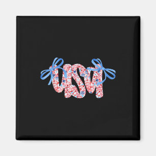 Cute Coquette Chinoiserie Floral Patriotic Usa 4th Magnet