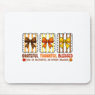 Cute Coquette Christian Fall Bow Grateful Thankful Mouse Pad
