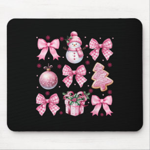 Cute Coquette Christmas Pink Bows Santa Gingerbrea Mouse Pad