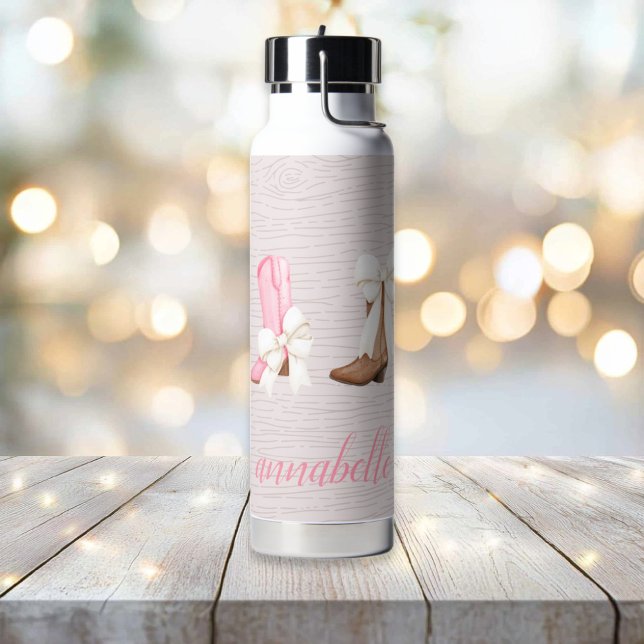 Cute Coquette Cowgirl Boots Personalised  Water Bottle (Cute Coquette Cowgirl Boots Personalized Water Bottle)