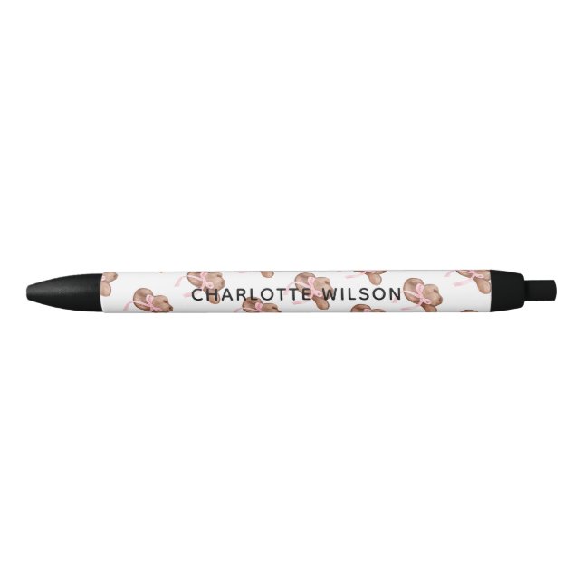 Cute Coquette Cowgirl Hat with Bow Script Name Pen (Front)