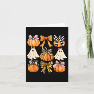 Cute Coquette Ghost Pink Coquette Bows Pumpkins Ha Card