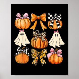 Cute Coquette Ghost Pink Coquette Bows Pumpkins Ha Poster