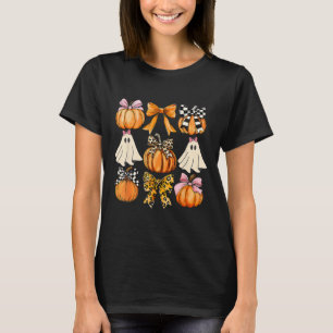 Cute Coquette Ghost Pink Coquette Bows Pumpkins Ha T-Shirt
