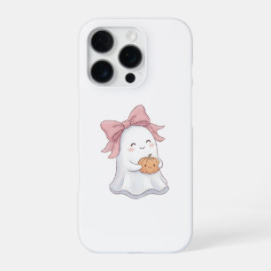 Cute Coquette Ghost with Pink Bow & Pumpkin Hallow iPhone 16 Pro Case