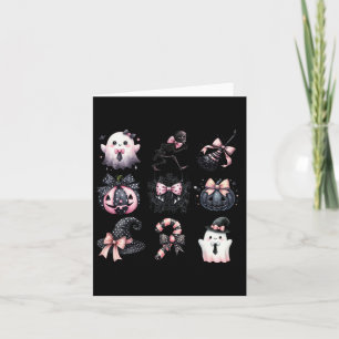 Cute Coquette Halloween Bows Black Pink Halloween  Card