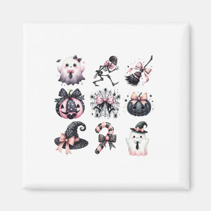 Cute Coquette Halloween Bows Black Pink Halloween Magnet