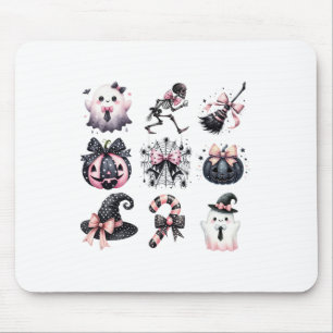 Cute Coquette Halloween Bows Black Pink Halloween Mouse Pad