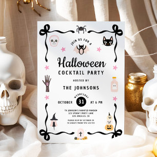 Cute Coquette Halloween Cocktail Party Invitation