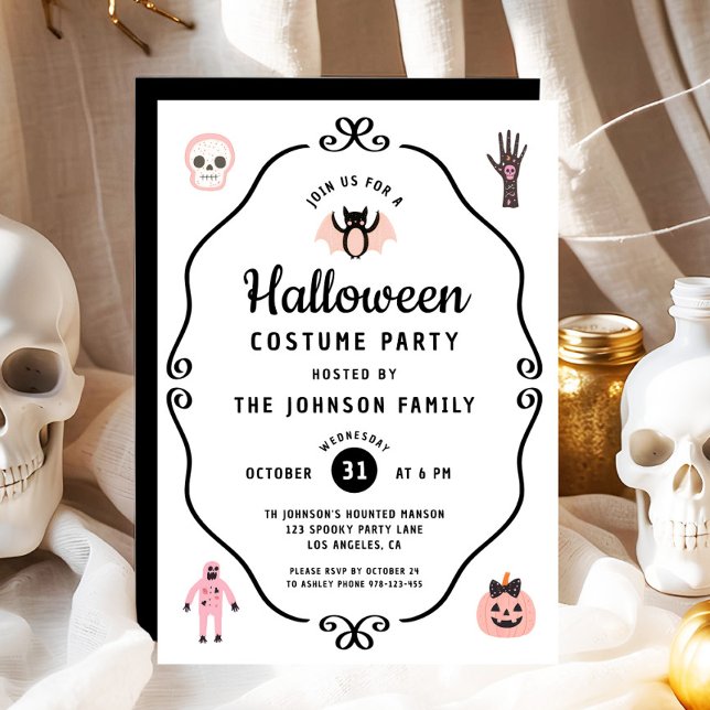 Cute Coquette Halloween Costume Party Invitation (Cute Coquette Halloween Costume Party Invitation)