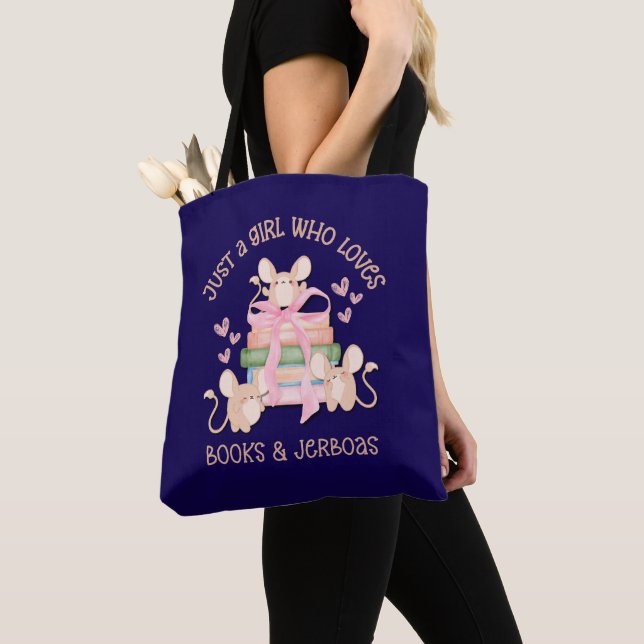 Cute Coquette JUST A GIRL WHO LOVES JERBOAS Blue Tote Bag (Close Up)