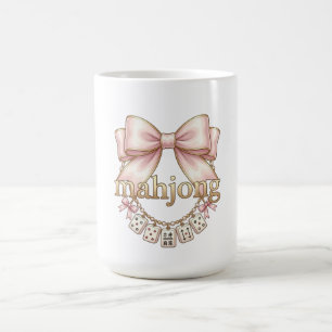 Cute Coquette Pink Bow Mahjong Charm Women's Coffee Mug