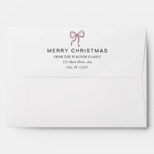 Cute Coquette Pink Bow Merry Christmas Envelope