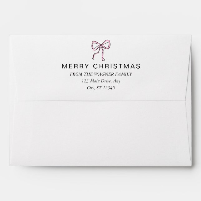 Cute Coquette Pink Bow Merry Christmas Envelope (Back (Top Flap))