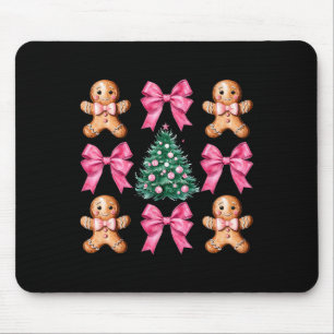 Cute Coquette Pink Bow Xmas Gingerbread Man Christ Mouse Pad