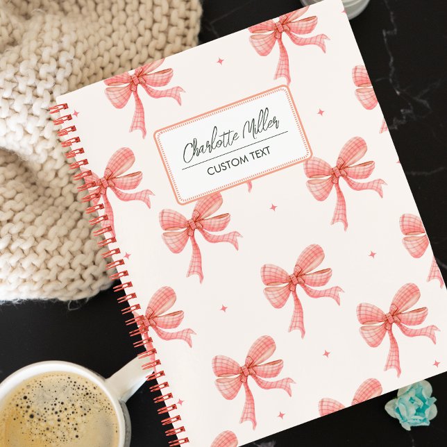 Cute Coquette Pink Bows Spiral Notebook (Creator Uploaded)