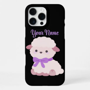 Cute Coquette Pink Lamb Purple Bow Custom Phone iPhone 16 Pro Max Case
