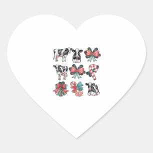 Cute Coquette Red Xmas Santa Claus Cow Lover Chris Heart Sticker