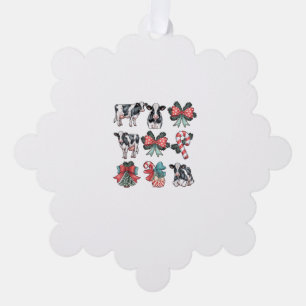 Cute Coquette Red Xmas Santa Claus Cow Lover Chris Tree Decoration Card