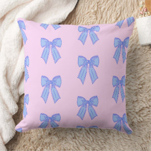 Cute Coquette Ribbon Bows Pattern Cushion