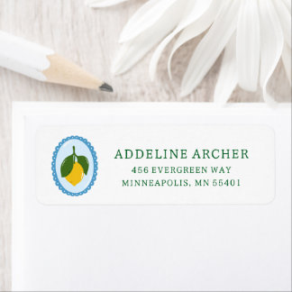 Cute Coquette Ruffled Frame & Lemon Return Address Label