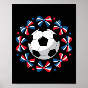 Cute Coquette Soccer Bows Game Day Mama Mom Cheer  Poster