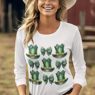 Cute Coquette St Patrick's Day Bows and Hats T-Shirt