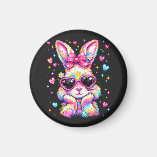 Cute Coquette Tie Dye Rabbit Easter Bunny Magnet
